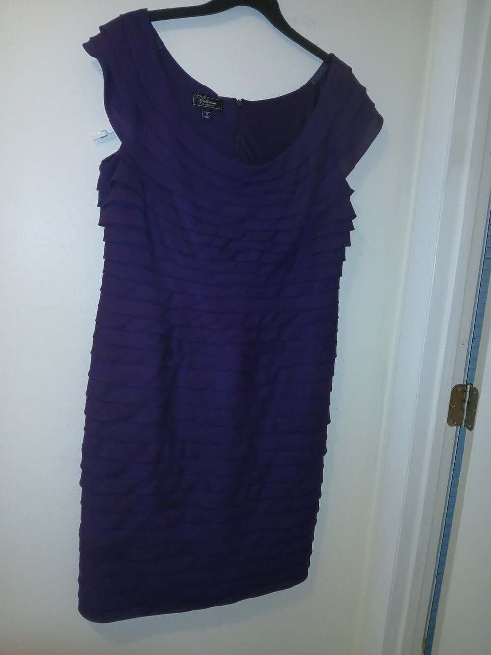 Collection by Dressbarn Women's Purple Tiered Ruffle Sheath Dress Size 16